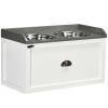 Raised Pet Feeder, Large Pet Dish Bowl Set with Storage Drawer, 2 Steel Bowls, White