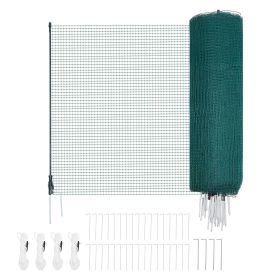 Temporary Fence with Posts, 3 x 164 FT Plastic Mesh Fencing, Garden Safety Fences Netting with Double-Spike Stakes & Guy Ropes