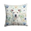 White American Staffordshire Terrier Coastal Sea Glass Throw Pillow Decorative Indoor Outdoor Accent Cushion for Couch, Bed or Patio, 18Hx18W