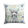 Standard Silver Poodle Coastal Sea Glass Throw Pillow Decorative Indoor Outdoor Accent Cushion for Couch, Bed or Patio, 18Hx18W