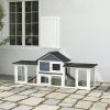 Deluxe 2-story Outdoor Rabbit House XL Wooden Hutch 83 'with Ladder Cage Dark Grey