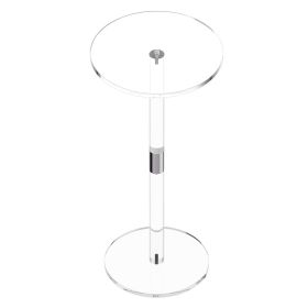 Acrylic Drink Table, Clear End Table Round Top with Solid Post, Modern Acrylic Cake Table Stand, Transparent Side Desk for Coffee, Drink, Food, Snack