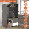 Multi-Level Cat Playpen Cage, 3-Tier Indoor Cat House with Built-in Litter Tray, Litter Scoop, Reversible Hammock for Kittens, Ferrets, Rabbits