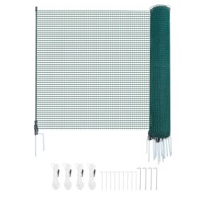 Temporary Fence with Posts, 3.9 x 49.2 FT Plastic Mesh Fencing, Garden Safety Fences Netting with Double-Spike Stakes & Guy Ropes