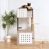 Cat Tree with Litter Box Enclosure, All-in-one Cat Tower for Indoor Cats with Large Hammock, Bed, Food Station, Scratching Posts