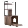 Cat Litter Box Enclosure Furniture, 23.6 in Hidden Litter Box Cabinet with Storage Shelves, Modern Style, Waterproof Cat Washroom Side Table Cat House