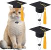 2 Pack Mini Graduation Caps with Yellow Tassels, Small Animal Bachelor Hats for Cats and Dogs