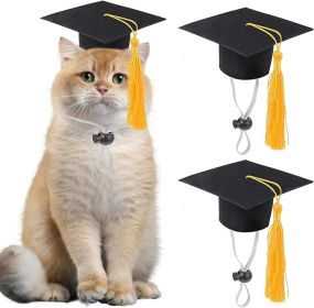 2 Pack Mini Graduation Caps with Yellow Tassels, Small Animal Bachelor Hats for Cats and Dogs