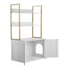 Cat Litter Box Enclosure Furniture, 27.6 in Hidden Litter Box Cabinet with Metal Legs & 2-Tier Storage Shelves, Waterproof Cat Washroom Cat House