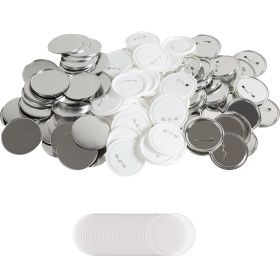 200 Sets 3 inch 75mm Pin Back Button Parts, DIY Round Button Badge Parts, Set Includes Metal Top, Plastic/Metal Button, Clear Film