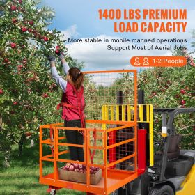 Forklift Safety Cage, 1400lbs Load Capacity, 43'' x 45'' Forklift Work Platform with Safety Harness & Lock, Drain Hole & Wheels & Tool Basket