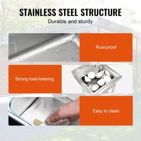 Stainless Steel Utility Sink, 1 Compartment Free Standing Small Sink Include Faucet & legs, 16 x 13 x 8.7 in Commercial Single Bowl Sinks for Garage
