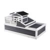 3-Room Tortoise House,Tortoise Habitat with Balcony & 2 Stories, Wooden Tortoise Enclosure Indoor & Outdoor with Ramp, Tray, Openable Roof