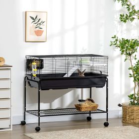 Two-Story Small Animal Cage Removable from Stand, Guinea Pig Cage, Hedgehog Cage, Chinchilla Cage, Ferret, with Shelf & Wheels, Pet Habitat