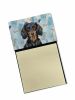 Longhaired Black and Tan Dachshund Coworker Watercolor Sticky Note Holder Refillable Dispenser Desk Accessory 3x3 Pad Gift