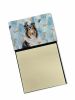 Tricolor Collie Coworker Watercolor Sticky Note Holder Refillable Dispenser Desk Accessory 3x3 Pad Gift