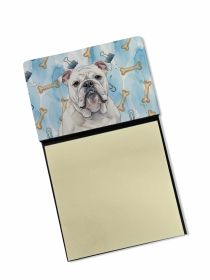 White English Bulldog Coworker Watercolor Sticky Note Holder Refillable Dispenser Desk Accessory 3x3 Pad Gift