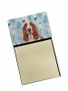 Red and White Basset Hound Coworker Watercolor Sticky Note Holder Refillable Dispenser Desk Accessory 3x3 Pad Gift