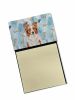 Red and White Border Collie Coworker Watercolor Sticky Note Holder Refillable Dispenser Desk Accessory 3x3 Pad Gift