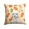 Miniature White Poodle Heirloom Fall Throw Pillow Decorative Indoor Outdoor Accent Cushion for Couch, Bed or Patio, 18Hx18W