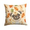 Fawn Pug Heirloom Fall Throw Pillow Decorative Indoor Outdoor Accent Cushion for Couch, Bed or Patio, 18Hx18W