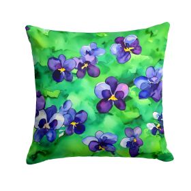 Wisconsin Wood Violets in Watercolor Throw Pillow Machine Washable, Indoor Outdoor Decorative Pillow for Couch, Bed or Patio, 18Hx18W