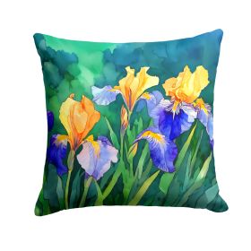 Tennessee Iris in Watercolor Throw Pillow Machine Washable, Indoor Outdoor Decorative Pillow for Couch, Bed or Patio, 18Hx18W