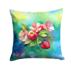 Arkansas Apple Blossom in Watercolor Throw Pillow Machine Washable, Indoor Outdoor Decorative Pillow for Couch, Bed or Patio, 18Hx18W