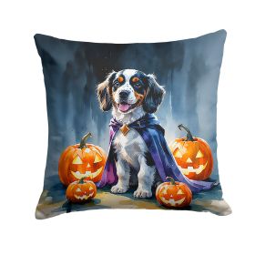 Welsh Springer Spaniel Puppy Halloween Throw Pillow Machine Washable, Indoor Outdoor Decorative Pillow for Couch, Bed or Patio, 18Hx18W
