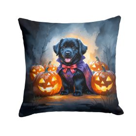 Black Newfoundland Puppy Halloween Throw Pillow Machine Washable, Indoor Outdoor Decorative Pillow for Couch, Bed or Patio, 18Hx18W