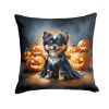 Balck and Tan Pomeranian Puppy Halloween Throw Pillow Machine Washable, Indoor Outdoor Decorative Pillow for Couch, Bed or Patio, 18Hx18W