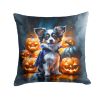 Tricolor Papillon Puppy Halloween Throw Pillow Machine Washable, Indoor Outdoor Decorative Pillow for Couch, Bed or Patio, 18Hx18W