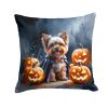 Yorkshire Terrier Puppy Halloween Throw Pillow Machine Washable, Indoor Outdoor Decorative Pillow for Couch, Bed or Patio, 18Hx18W
