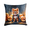 Pomeranian Puppy Halloween Throw Pillow Machine Washable, Indoor Outdoor Decorative Pillow for Couch, Bed or Patio, 18Hx18W