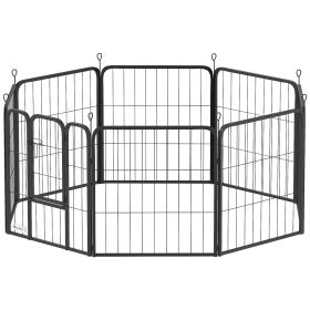 24" Dog Playpen Indoor Outdoor, Portable Foldable 8 Panels Pet Playpen with Door & Strap for Small Dogs
