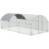 Galvanized Large Metal Chicken Coop Cage Walk-in Enclosure Poultry Hen Run House Playpen Rabbit Hutch with Cover for Outdoor Backyard 9.2' x 18.7' x 6