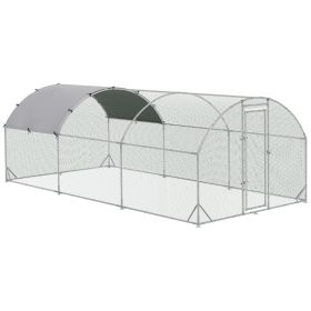 Galvanized Large Metal Chicken Coop Cage Walk-in Enclosure Poultry Hen Run House Playpen Rabbit Hutch with Cover for Outdoor Backyard 9.2' x 18.7' x 6