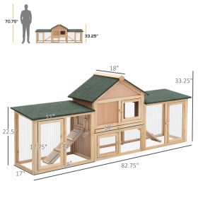 Deluxe 2 Story XL Wooden Rabbit Cage Outdoor 83' Big Bunny Hutch with Ladder And Run - Animal Shelter for Rabbits