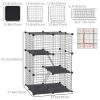 39 Pcs Black Small Animal Cage Bunny Hutch Portable Metal Wire Construction with Ramps for Kitten Chinchilla And Other Pets
