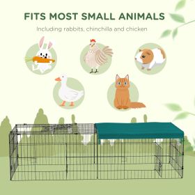 Green Small Animal Cage with Roof for Chicken Rabbits Chinchillas 73'' X 30'' X 20'' Indoor Outdoor