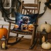 Pug Puppy Halloween Throw Pillow Machine Washable, Indoor Outdoor Decorative Pillow for Couch, Bed or Patio, 18Hx18W