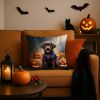 Chocolate Labrador Retriever Puppy Halloween Throw Pillow Machine Washable, Indoor Outdoor Decorative Pillow for Couch, Bed or Patio, 18Hx18W