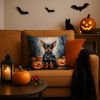 Miniature Pinscher Puppy Halloween Throw Pillow Machine Washable, Indoor Outdoor Decorative Pillow for Couch, Bed or Patio, 18Hx18W