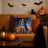 Welsh Springer Spaniel Puppy Halloween Throw Pillow Machine Washable, Indoor Outdoor Decorative Pillow for Couch, Bed or Patio, 18Hx18W