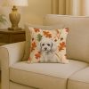 Miniature White Poodle Heirloom Fall Throw Pillow Decorative Indoor Outdoor Accent Cushion for Couch, Bed or Patio, 18Hx18W