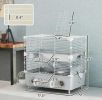 Grey double-layer hamster cage with sand bath wheel water bottle tube