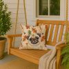 Fawn Pug Heirloom Fall Throw Pillow Decorative Indoor Outdoor Accent Cushion for Couch, Bed or Patio, 18Hx18W