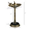 Antique Bronze Birdbath 32" with Planter Pedestal & Bird Statues Garden Decor
