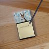 Tricolor and White Basenji Coworker Watercolor Sticky Note Holder Refillable Dispenser Desk Accessory 3x3 Pad Gift