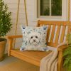White Havanese Coastal Sea Glass Throw Pillow Decorative Indoor Outdoor Accent Cushion for Couch, Bed or Patio, 18Hx18W